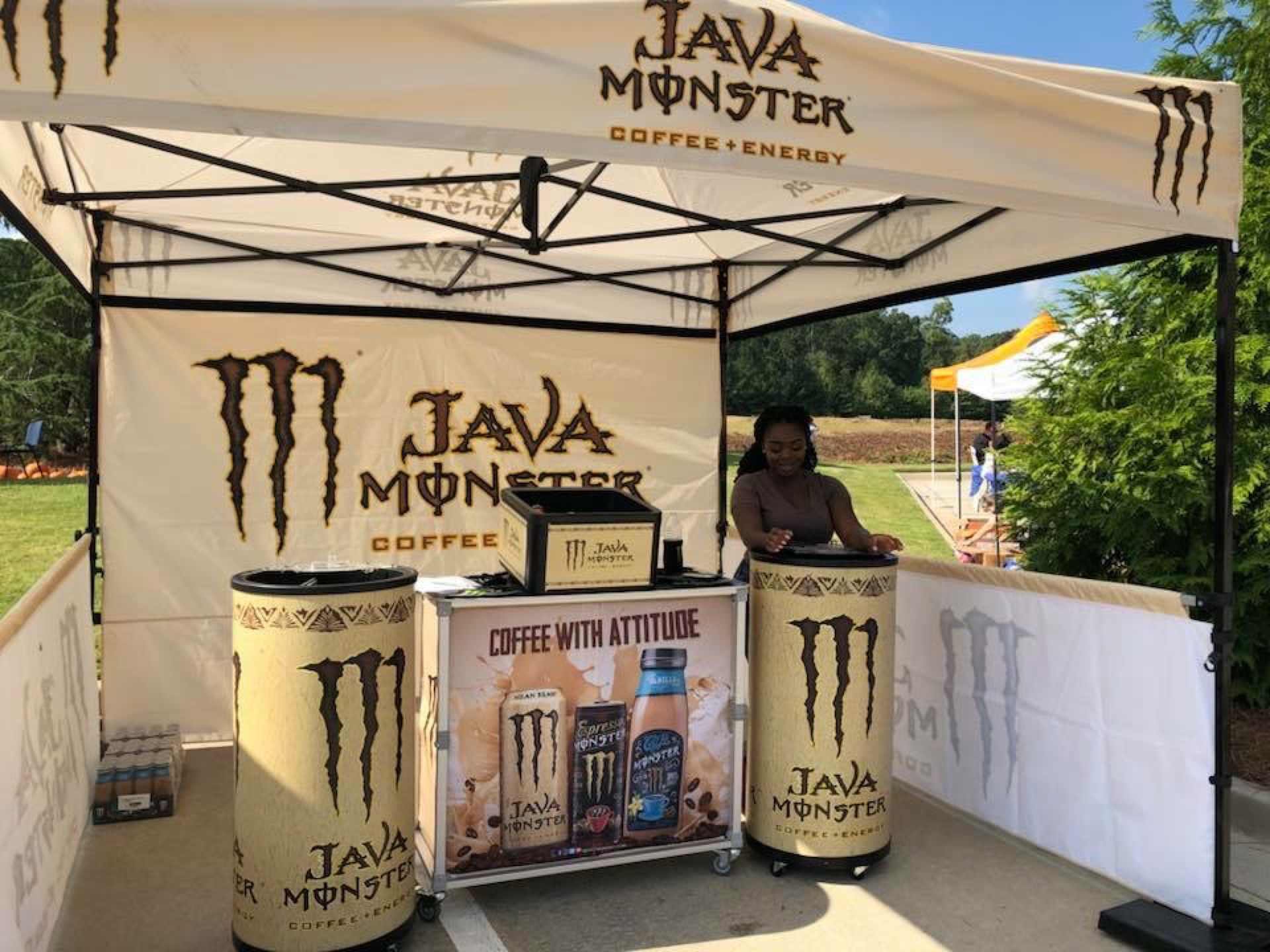 Java Monster canopy at event